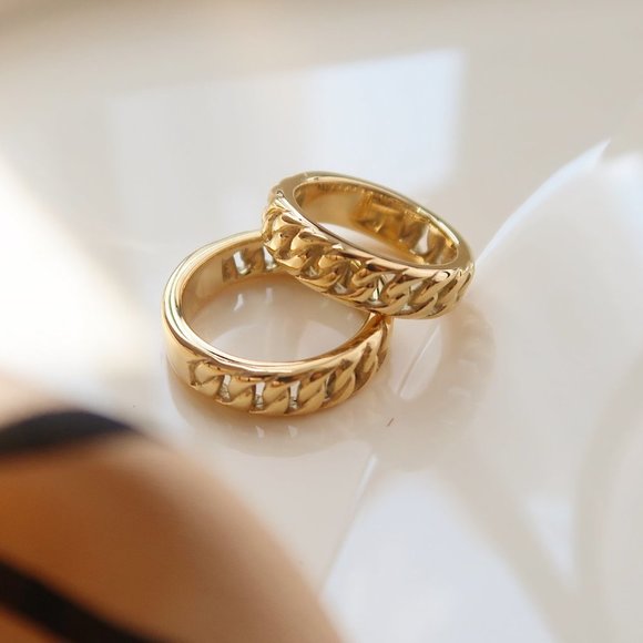 NEW 18K Gold Plated Chain Link Ring z - Picture 8 of 10